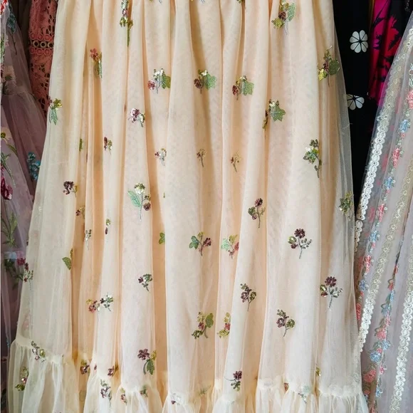 Floral Embroidered Dress in Cream and Pink - Picture 5 of 5